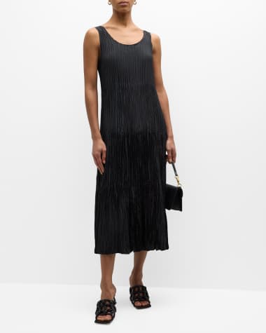 Eileen Fisher Petite Crinkled Scoop-Neck Midi Tank Dress