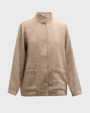 Eileen Fisher Stand-Collar Snap-Front Jacket