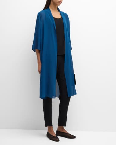 Eileen Fisher Petite Open-Front Sheer Silk Georgette Jacket