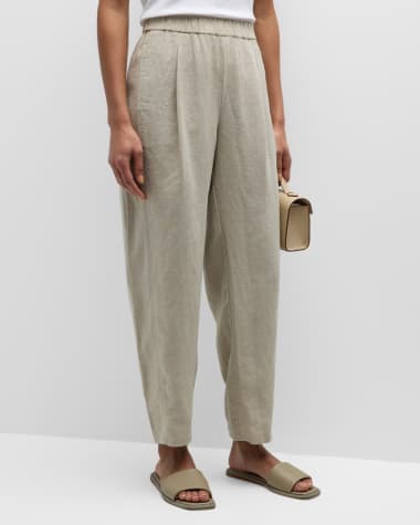Eileen Fisher Pleated Organic Linen Ankle Pants