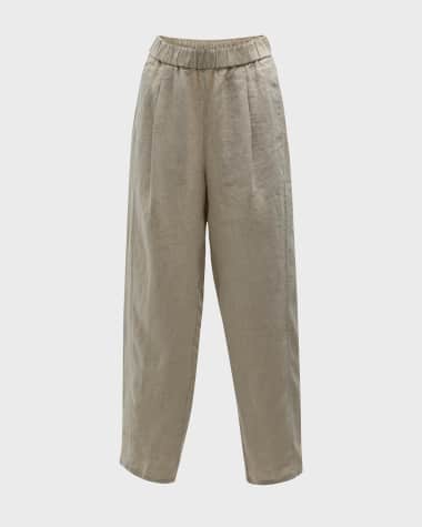 Eileen Fisher Pleated Organic Linen Ankle Pants