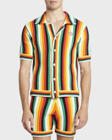 CASABLANCA Men's Striped Toweling Camp Shirt