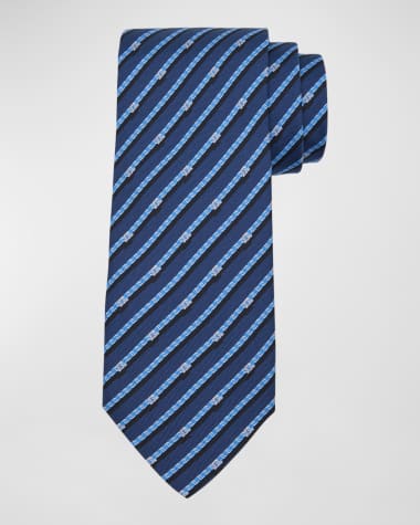 Ferragamo Men's Venere Gancini Stripe Silk Tie