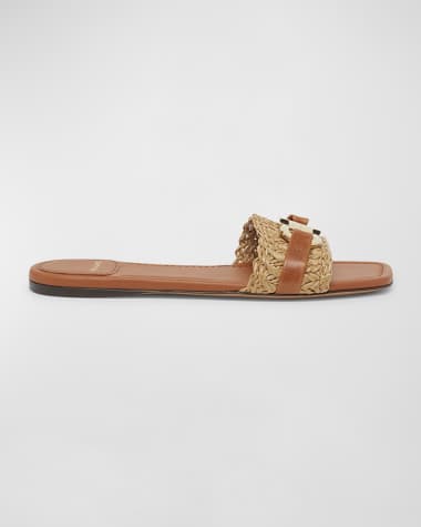 Ferragamo Leah Woven Bit Strap Slide Sandals
