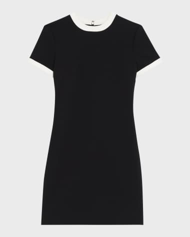 Theory Short-Sleeve Bicolor Sheath Mini Dress