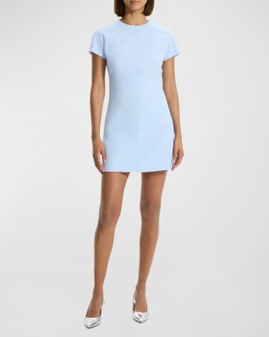 Theory Dolman-Sleeve Tweed Canvas Mini Dress