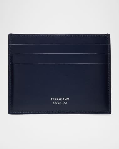 Ferragamo Men's Classic Hammered Leather Card Holder