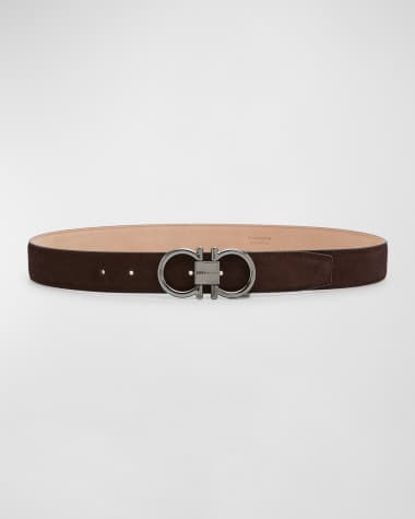 Ferragamo Men's Suede Gancini Belt