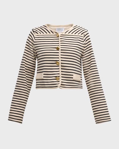 Tanya Taylor Graham Organic Cotton Stripe Cropped Jacket
