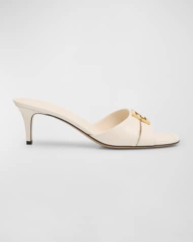 Fendi Fold Leather Kitten-Heel Sandals