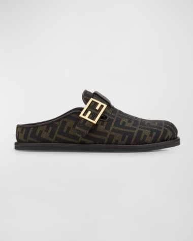 Fendi Feel FF Jacquard Sabot Mules