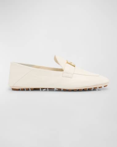 Fendi Leather Buckle Driver Loafers