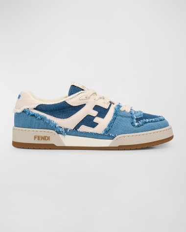 Fendi Match Distressed Denim Sneakers