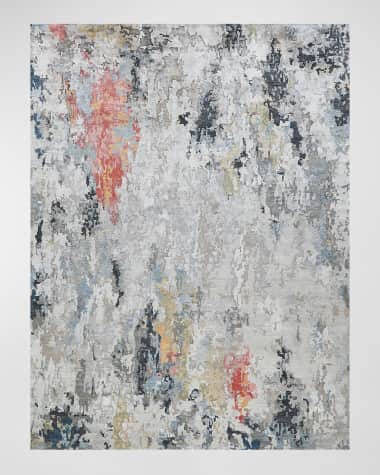 Exquisite Rugs Floor Art Hand-Knotted Silver & Gray Rug, 9' x 12'