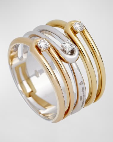 Krisonia 18K Yellow and White Gold Ring with Diamonds, Size 7