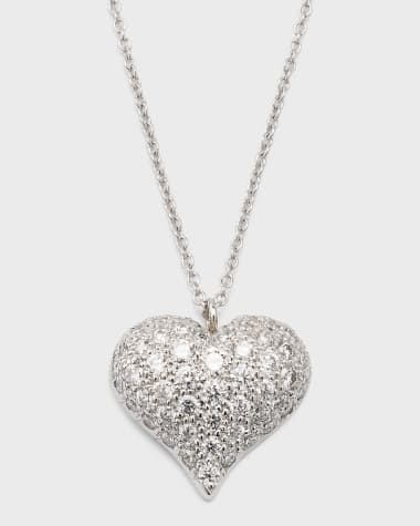 NM Estate Estate Platinum 63 Diamond Puff Heart Pendant Necklace