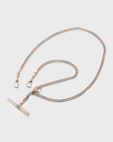 NM Estate Estate Platinum and 14K Yellow Gold Cuban Link Pocket Watch Chain