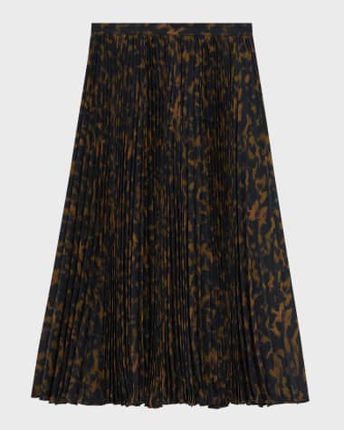 Theory Sunburst Pleated A-Line Midi Skirt