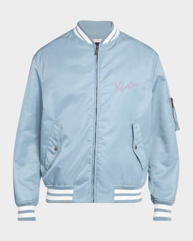 Valentino Men's Embroidered Script Bomber Jacket