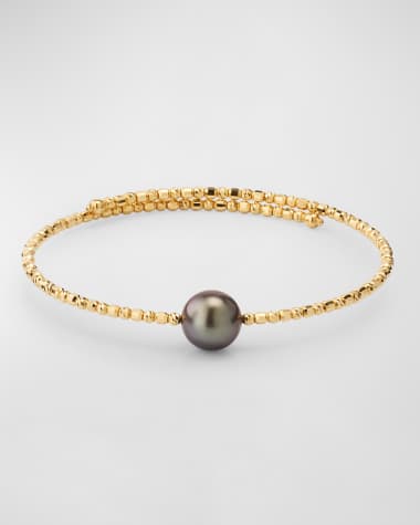 Pearls By Shari 18K Yellow Gold Tahitian Pearl Wrap Bracelet