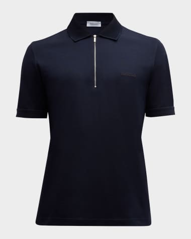 Ferragamo Men's Pique Zip Polo Shirt