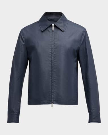 Ferragamo Men's Coated Linen Zip Jacket