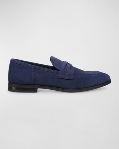 Stuart Weitzman Men's Simon Suede Crisscross Penny Loafers
