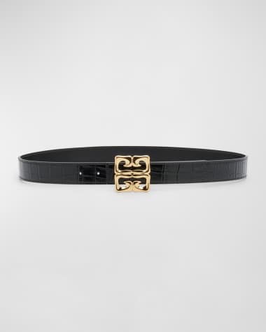 Givenchy 4G Baroque Reversible Croc-Embossed & Smooth Leather Belt