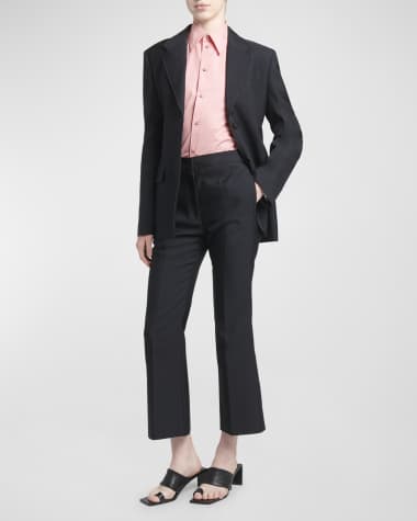 Jil Sander Topstitch Single-Breasted Blazer Jacket Mid-Rise Straight-Leg Ankle Trousers