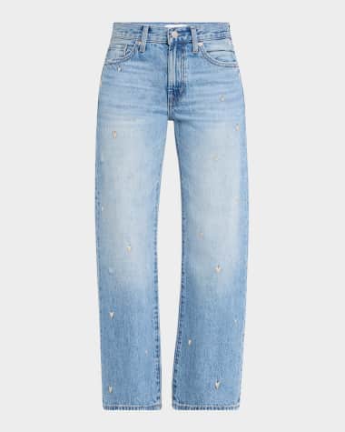 PISTOLA Lexi Mid-Rise Bowed Straight-Leg Jeans