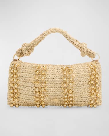Cult Gaia Hera Nano Studded Raffia Shoulder Bag