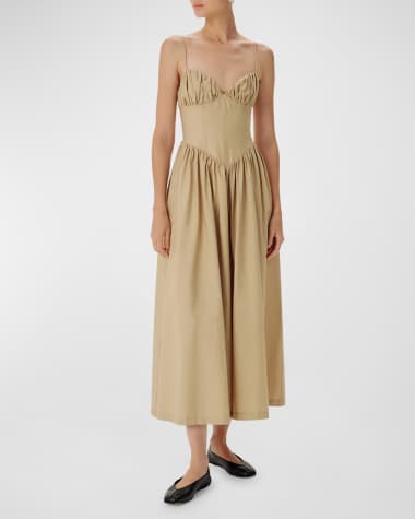 Ronny Kobo Carmine Bustier Cotton Poplin Midi Dress