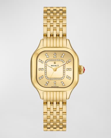 MICHELE Meggie Diamond Dial High Shine Watch, Gold