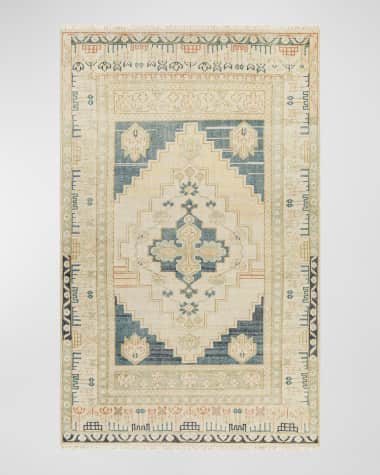 Surya Rugs Anadolu Teal Hand-Knotted Rug, 4' x 6'