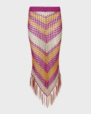 Dodo Bar Or Paal Chevron Crochet Fringe Maxi Skirt