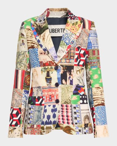 Libertine Bloomsbury Collage Printed Blazer Jacket