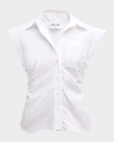 CALLAS Milano Brando Ruched Button-Front Shirt