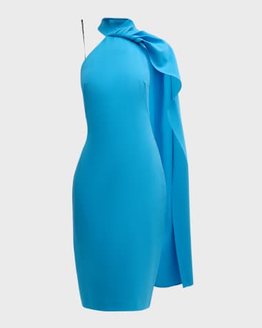 Black Halo Zion Draped Stretch Crepe Halter Midi Dress