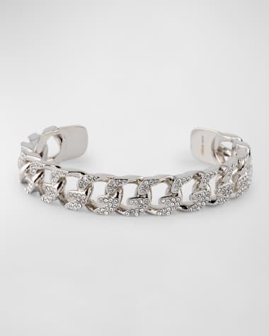 Givenchy G-Chain Silvery Crystal Cuff Bracelet
