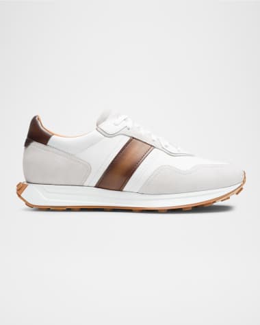 Magnanni Men's Romero II Leather and Suede Low-Top Sneakers