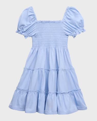 Ralph Lauren Childrenswear Girl's Smocked Puff-Sleeve Cotton Day Dress, Size 2-6X