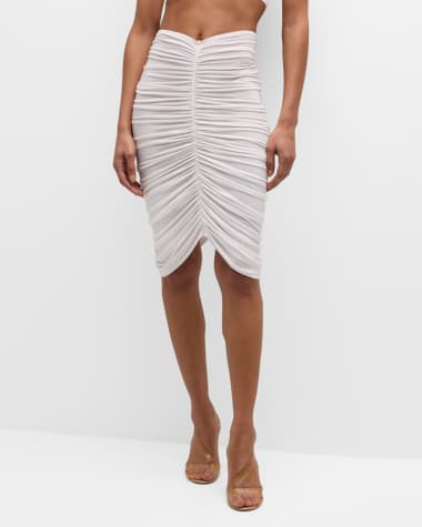 Norma Kamali Shirred Knee-Length Pencil Skirt