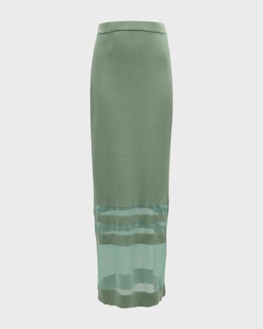 ADEAM Cassandra Knit Maxi Skirt with Mesh Detail