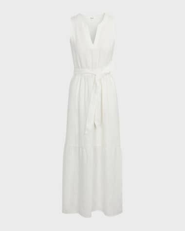 Splendid Stella Sleeveless Tie-Belt Linen Maxi Dress