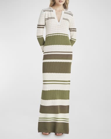 Splendid Despina Pointelle Stripe Maxi Sweater Dress