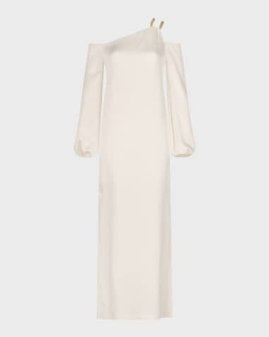 Silvia Tcherassi Ada One-Shoulder Maxi Dress with Rope Detail