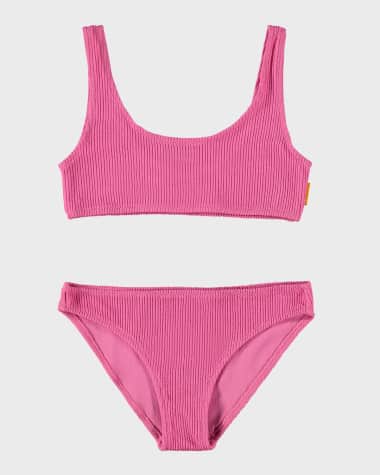 Molo Girl's Nola Rib-Knit Two-Piece Swimsuit, Size 5-6