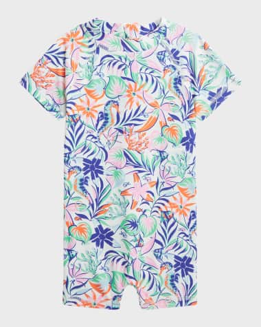 Ralph Lauren Childrenswear Girl's Tropical Printed Nylon Rashguard Swimsuit, Size 3M-24M