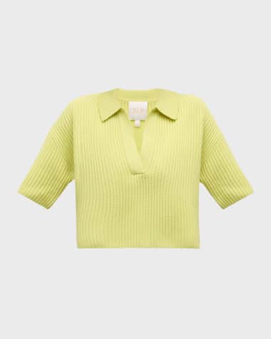 TWP Tallulah Cashmere Short-Sleeve Polo Sweater