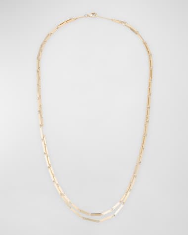 LANA 14K Yellow Gold Laser Mini Rectangle Double-Strand Necklace, 17.5"